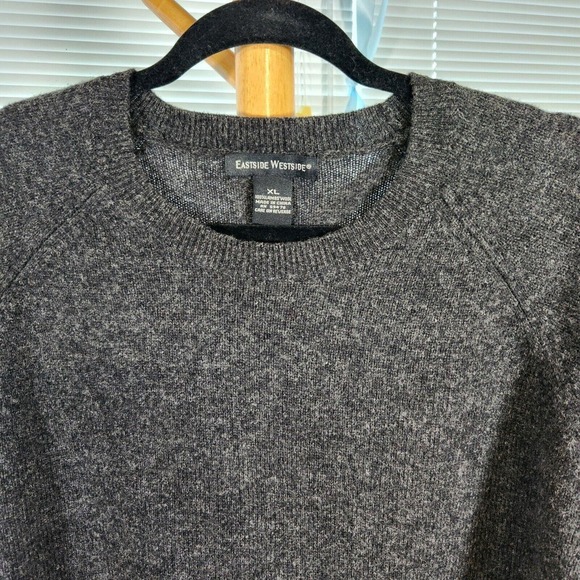 Vintage 90s Eastside Westside XL $198 Gray Marble 100% Lambswool Sweater - Picture 4 of 10
